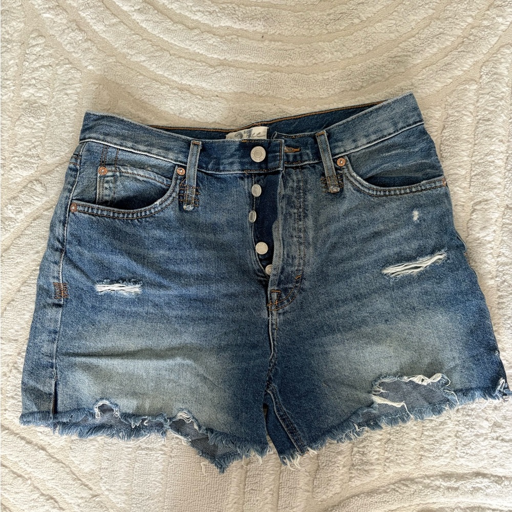 Free People Button-Fly Distressed Denim Shorts